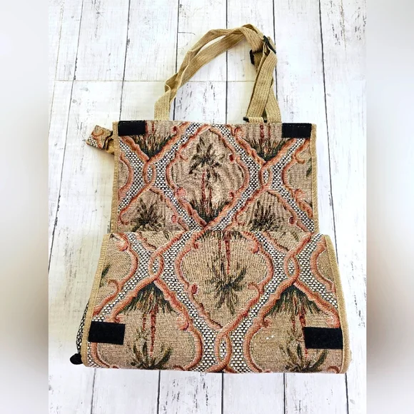 Vintage Bovano USA Fold up Collapsible Rolling Travel Bag Suitcase Palm Trees - Picture 9 of 15